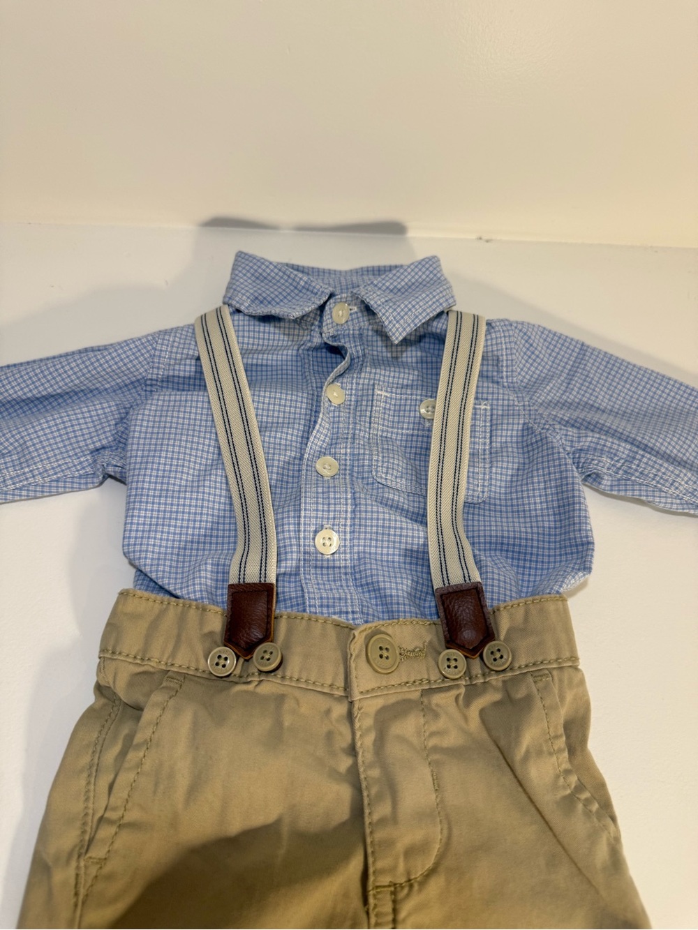 Baby Boy Dress Outfit Bundle 6M Khaki Pants & Shirt